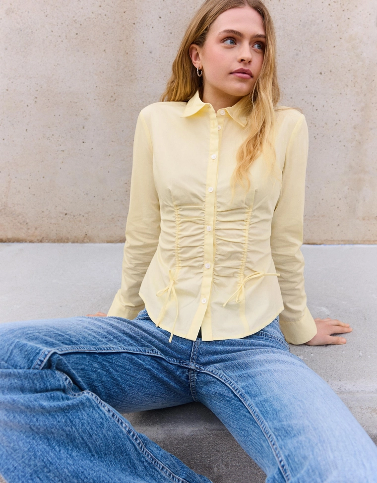 Рубашка из поплина со сборкой