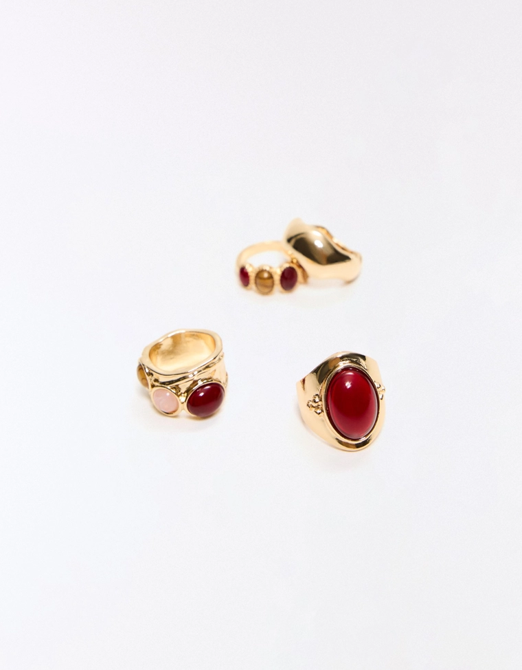 Набор из 4 колец с камнями