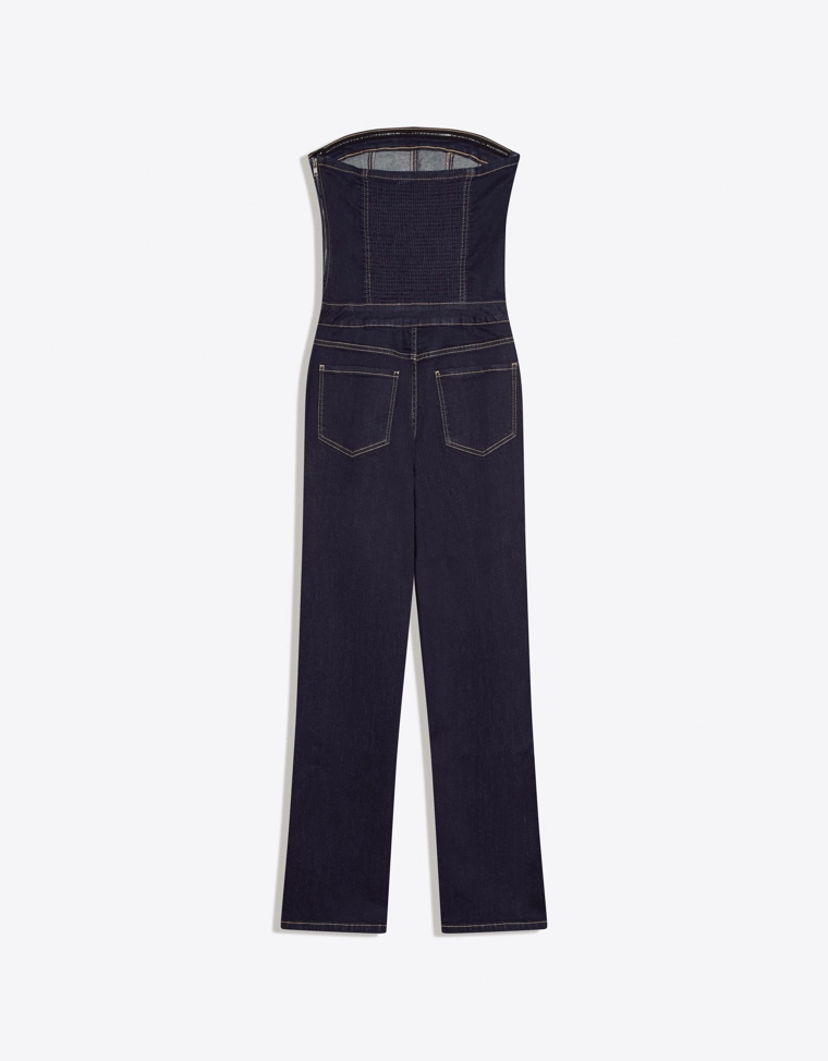 Длинный джинсовый комбинезон