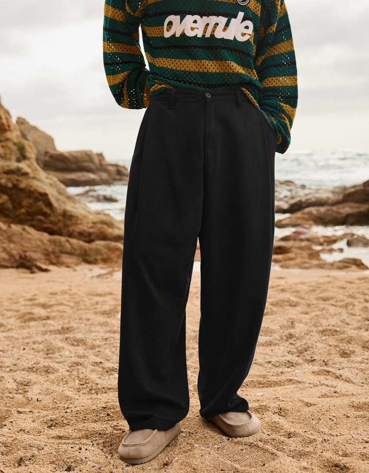 Объемные брюки изо льна