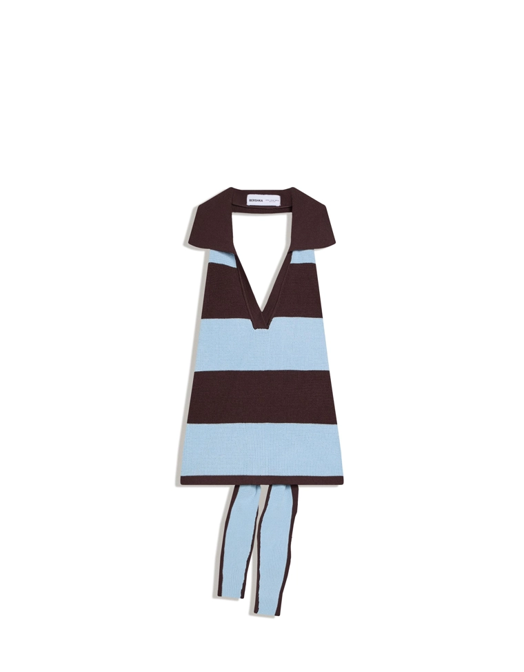 Топ с воротником-поло и завязкой сзади