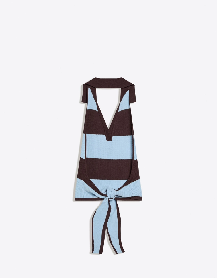 Топ с воротником-поло и завязкой сзади