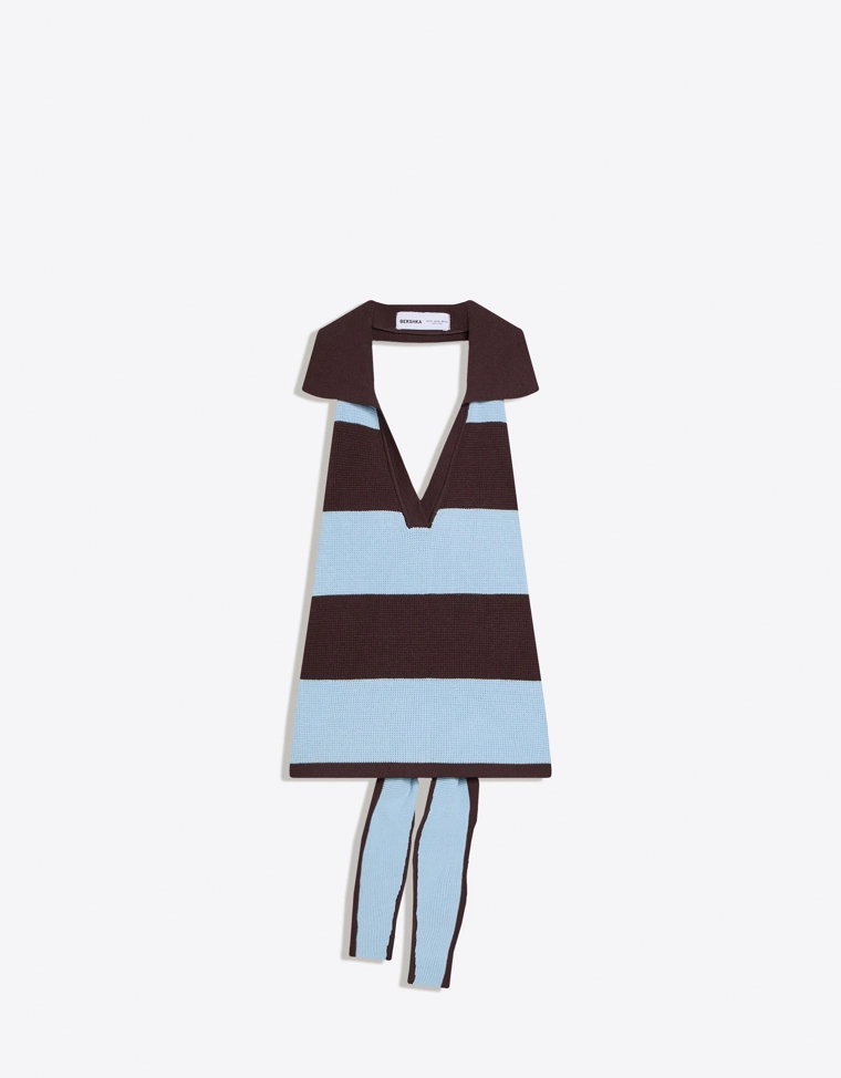 Топ с воротником-поло и завязкой сзади