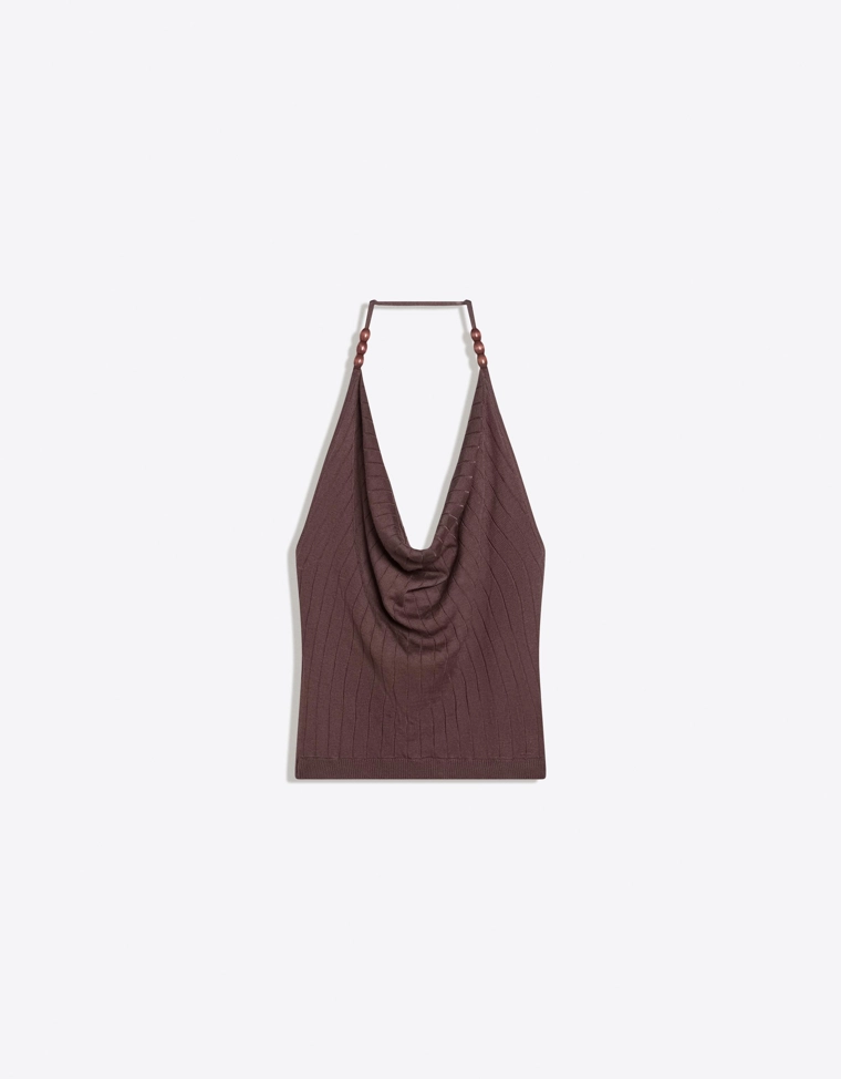 Топ с горловиной халтер и драпировкой