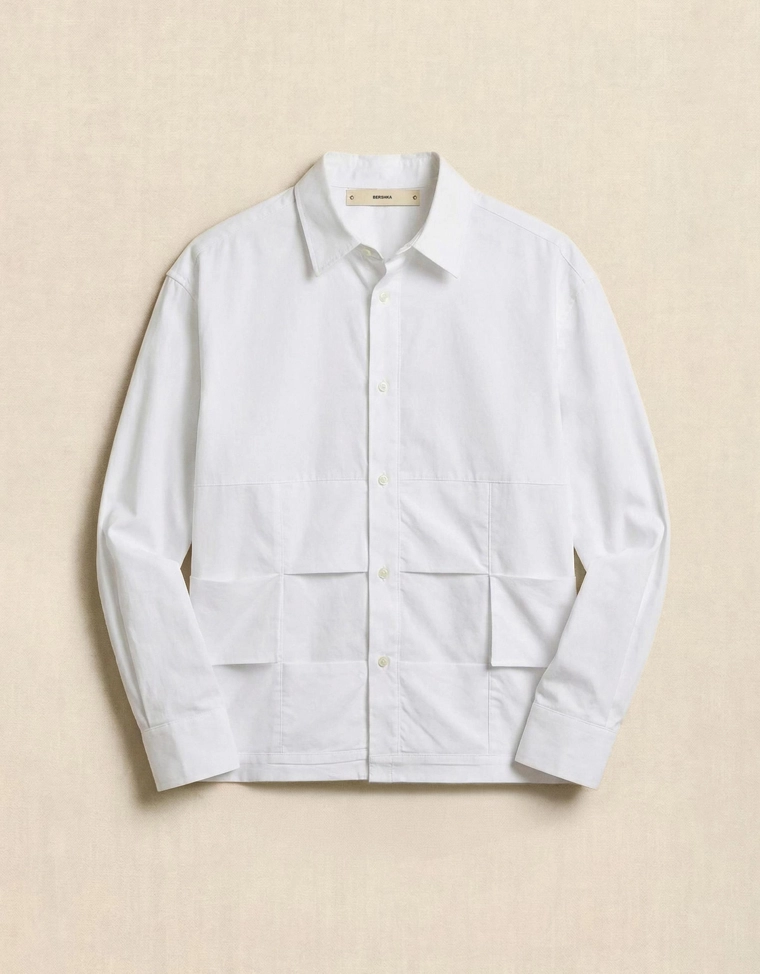 Рубашка свободного кроя с рельефной отделкой и длинными рукавами