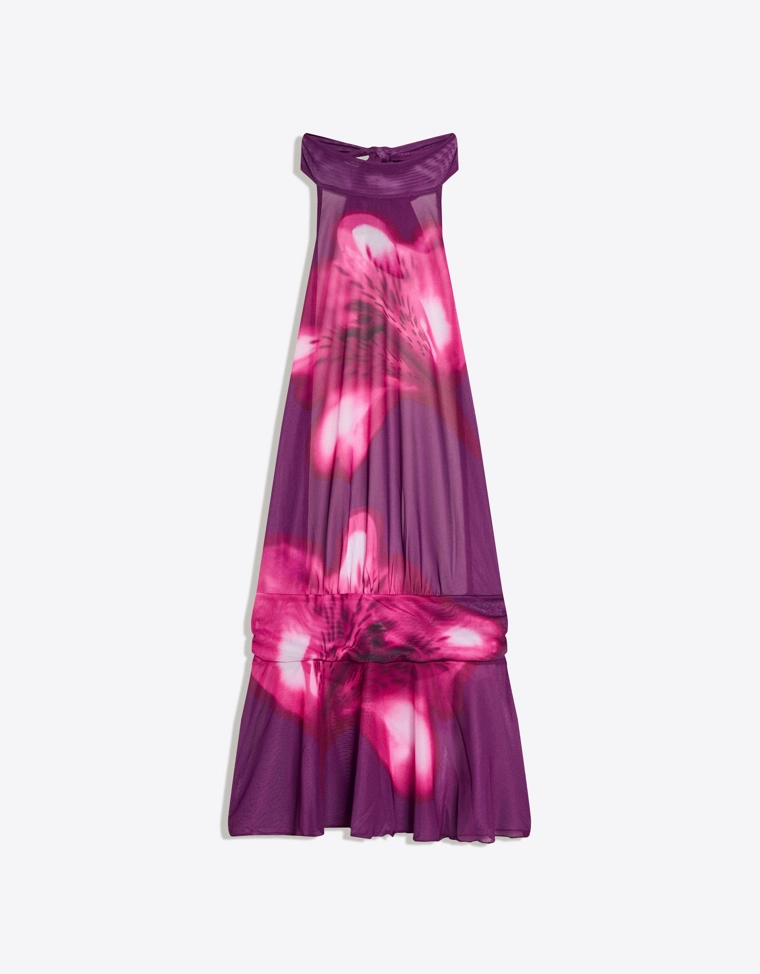 Платье из сетчатой ткани с открытой спиной