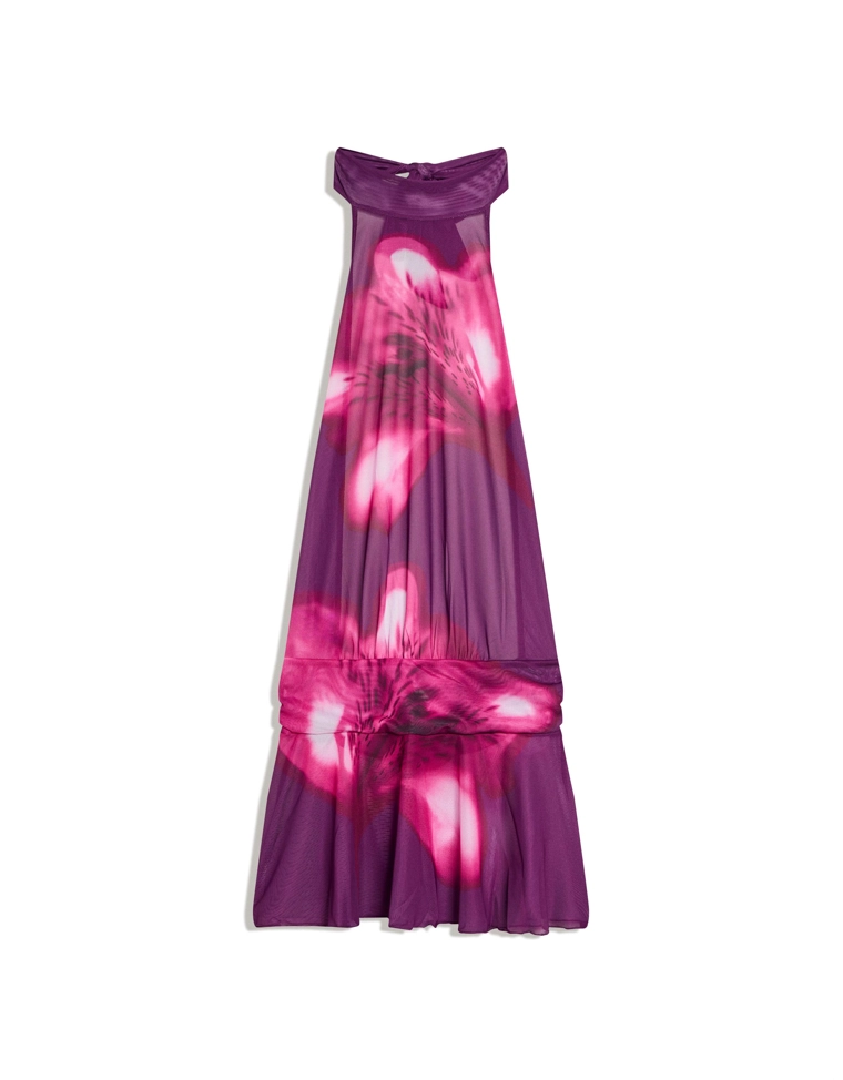 Платье из сетчатой ткани с открытой спиной