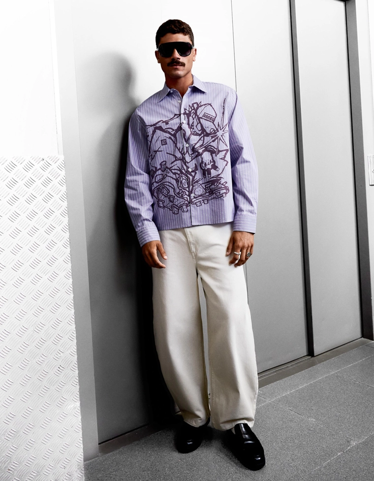 Рубашка свободного кроя с длинными рукавами UMRU