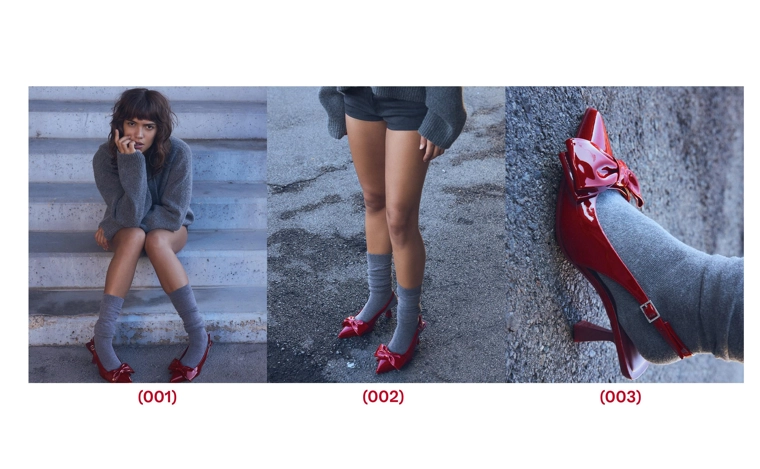 Туфли на среднем тонком каблуке с бантом