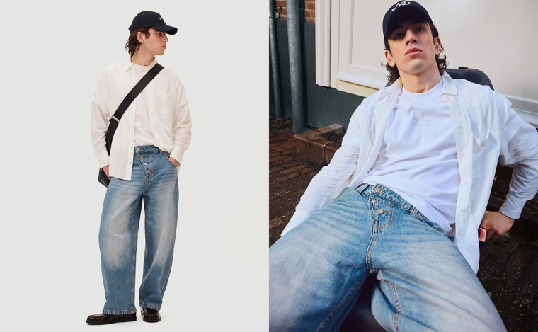 Джинсы barrel с перекрестными пуговицами