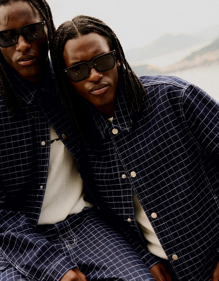 Джинсовая куртка в клетку