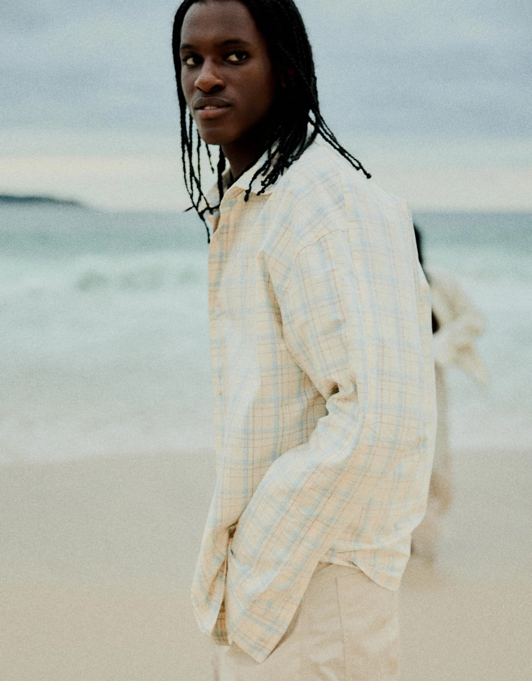 Рубашка оверсайз в клетку с длинными рукавами