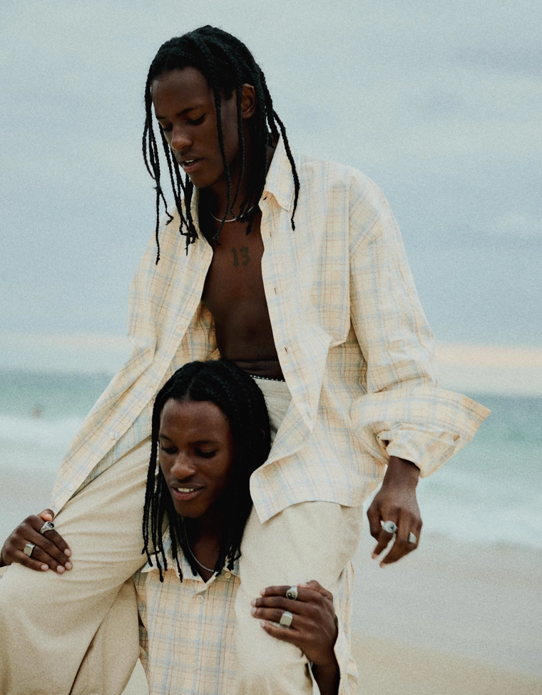 Рубашка оверсайз в клетку с длинными рукавами