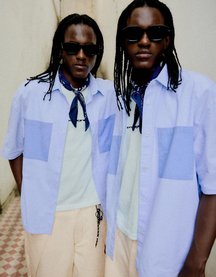 Рубашка оверсайз в полоску с короткими рукавами