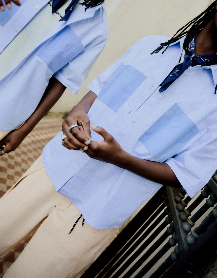 Рубашка оверсайз в полоску с короткими рукавами