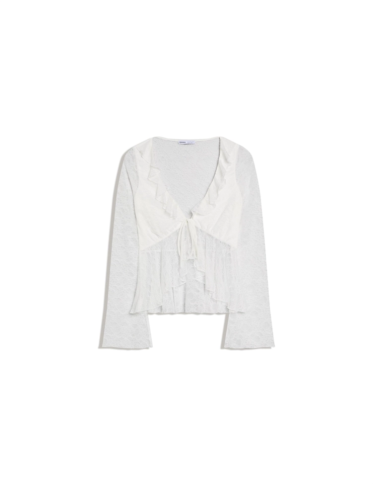 Футболка с кружевными оборками