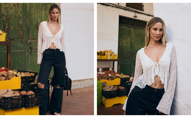 Футболка с кружевными оборками