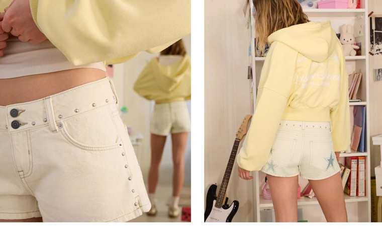 Джинсовые шорты с принтом