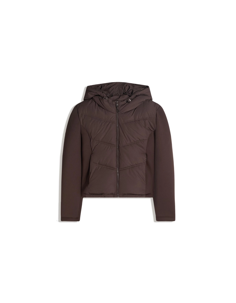 Combined hood jacket with neoprene effect