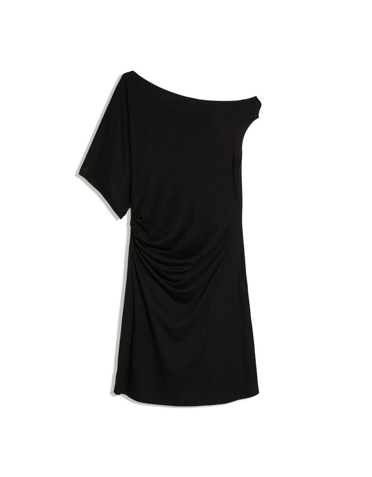 Мини-платье асимметричного кроя в полоску