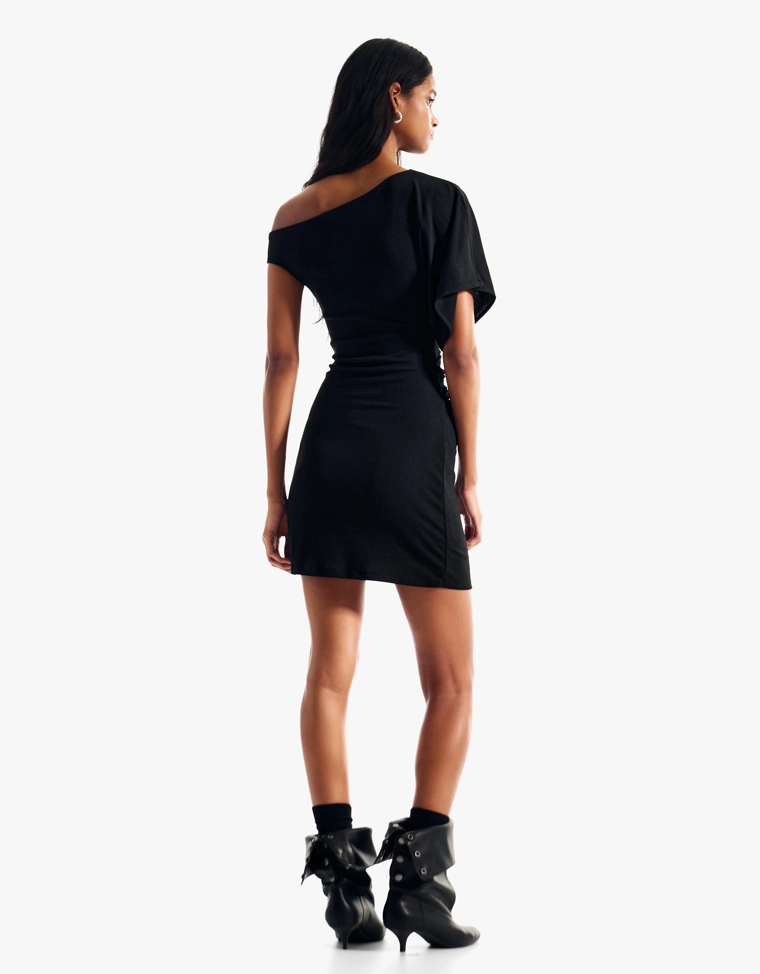 Мини-платье асимметричного кроя в полоску