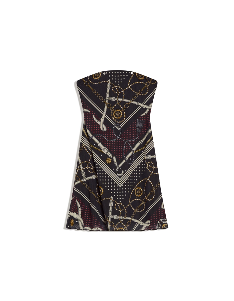 Мини-платье из полупрозрачной ткани с вырезом-бандо