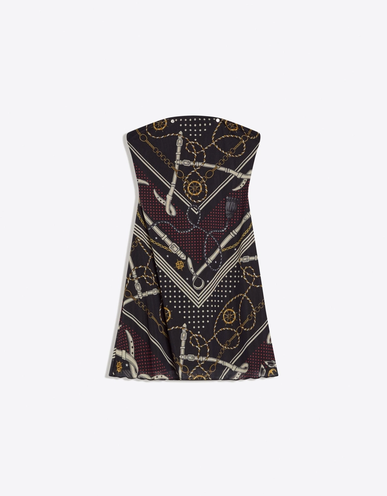 Мини-платье из полупрозрачной ткани с вырезом-бандо