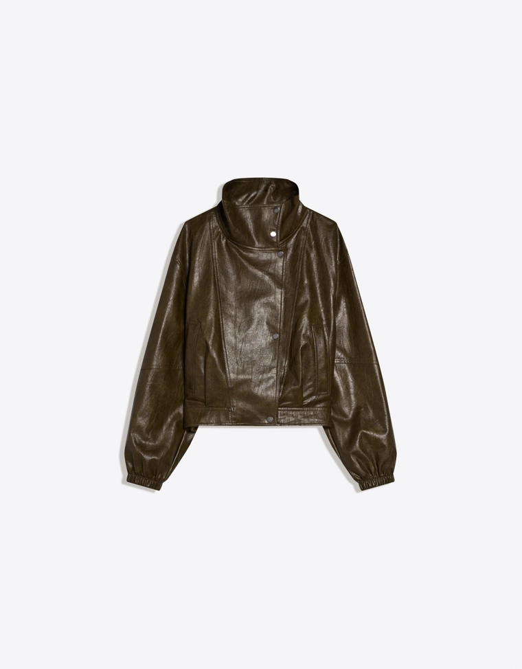 Куртка из искусственной кожи с лацканами