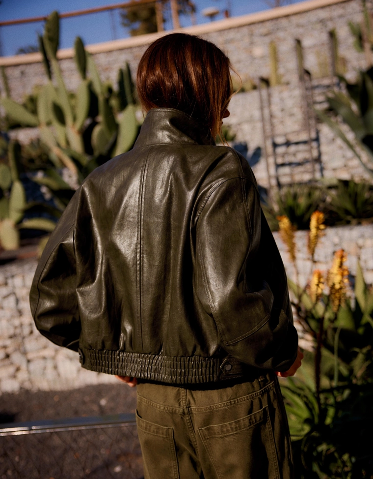 Куртка из искусственной кожи с лацканами