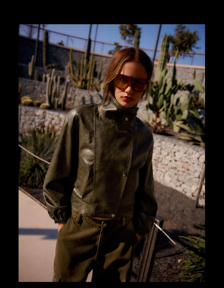 Куртка из искусственной кожи с лацканами