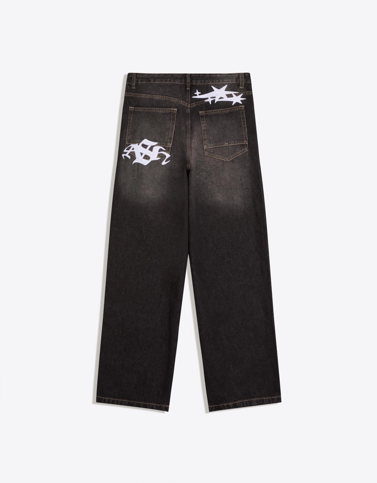 Джинсы очень свободного кроя с вышивкой