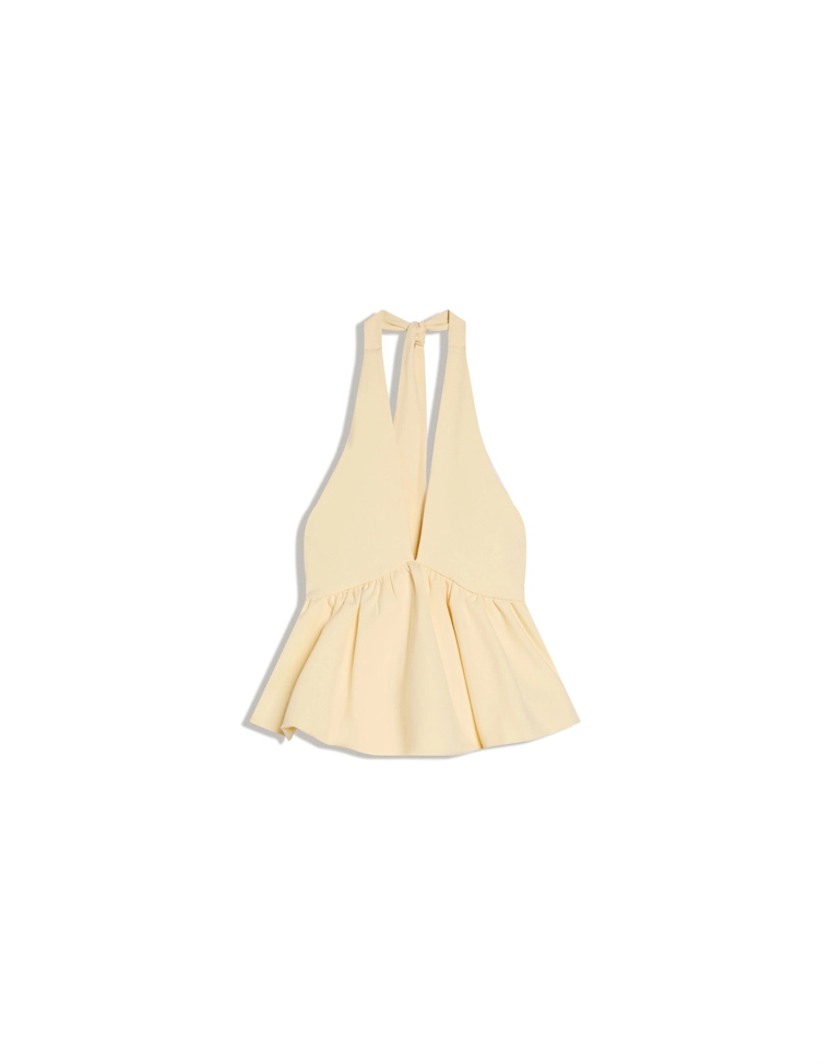 Топ с горловиной халтер и эффектом баллона