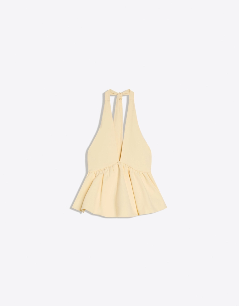 Топ с горловиной халтер и эффектом баллона