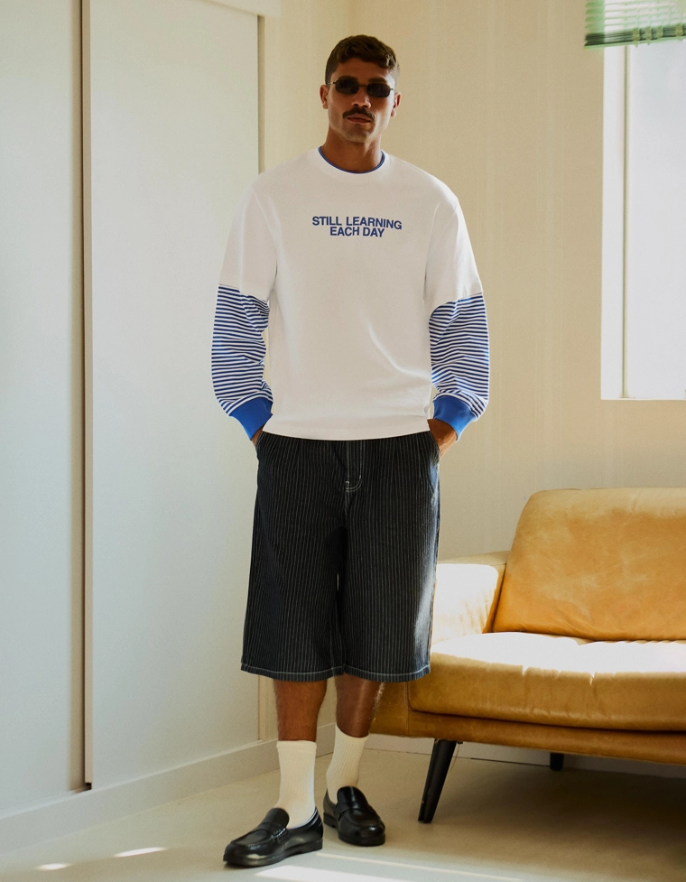 Футболка с принтом и двойными рукавами