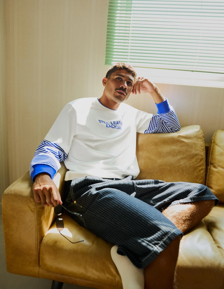 Футболка с принтом и двойными рукавами