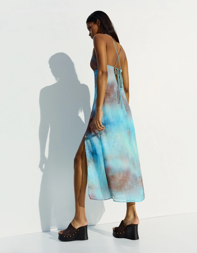 Платье миди с принтом