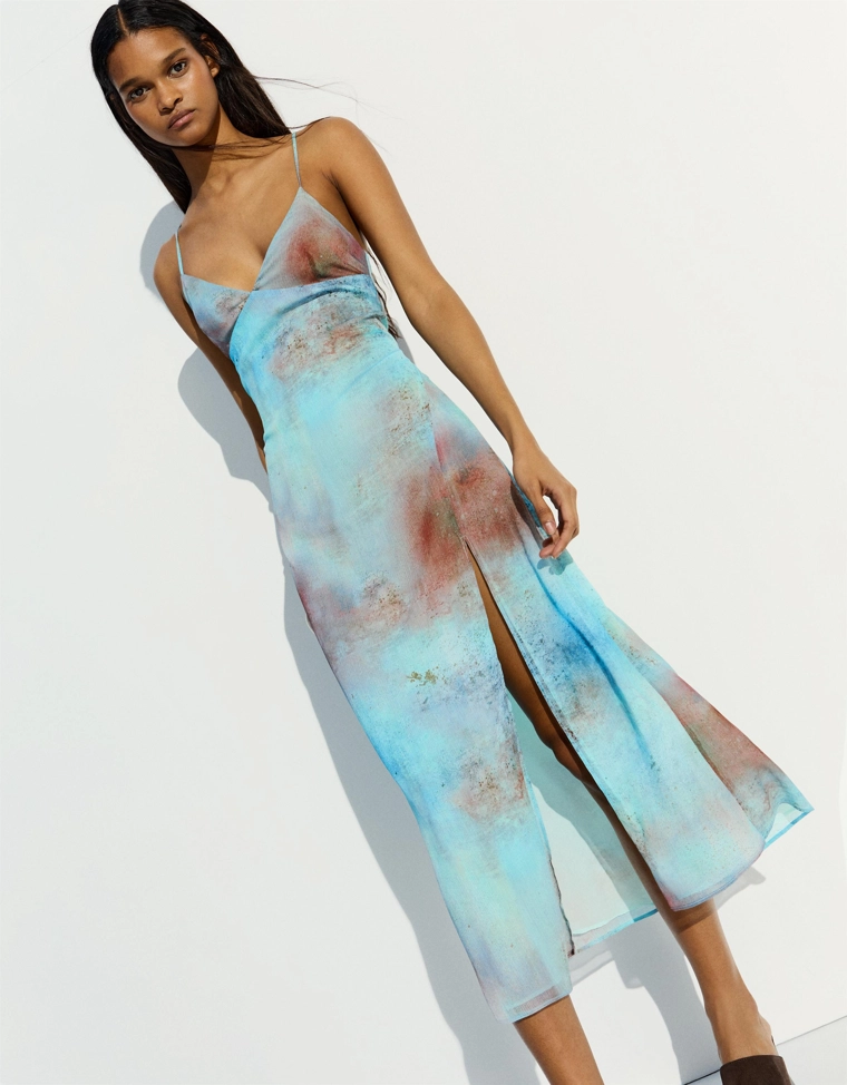 Платье миди с принтом