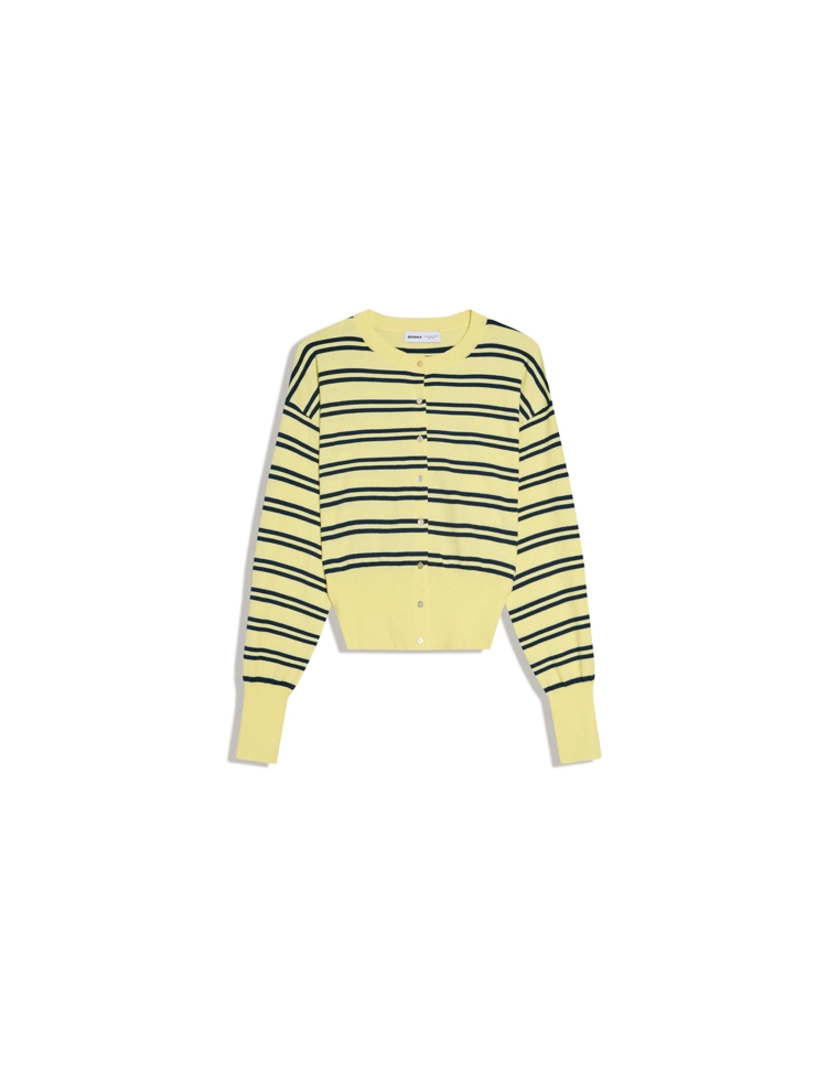 Куртка с круглым вырезом и полосками на пуговицах