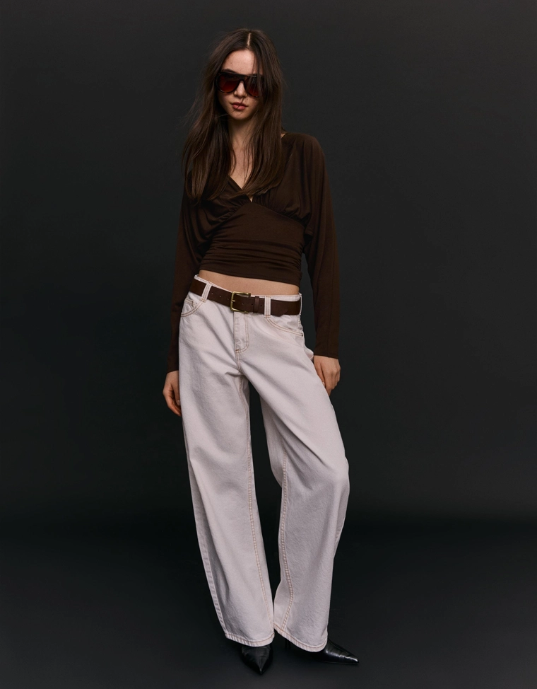 Топ с длинными рукавами и сборками