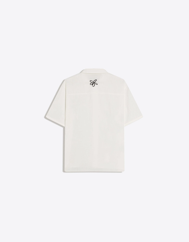 Рубашка объемного кроя с коротким рукавом и принтом