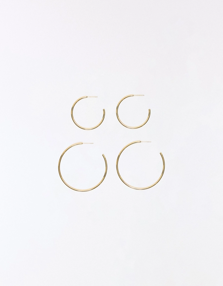 Набор тонких серег-колец