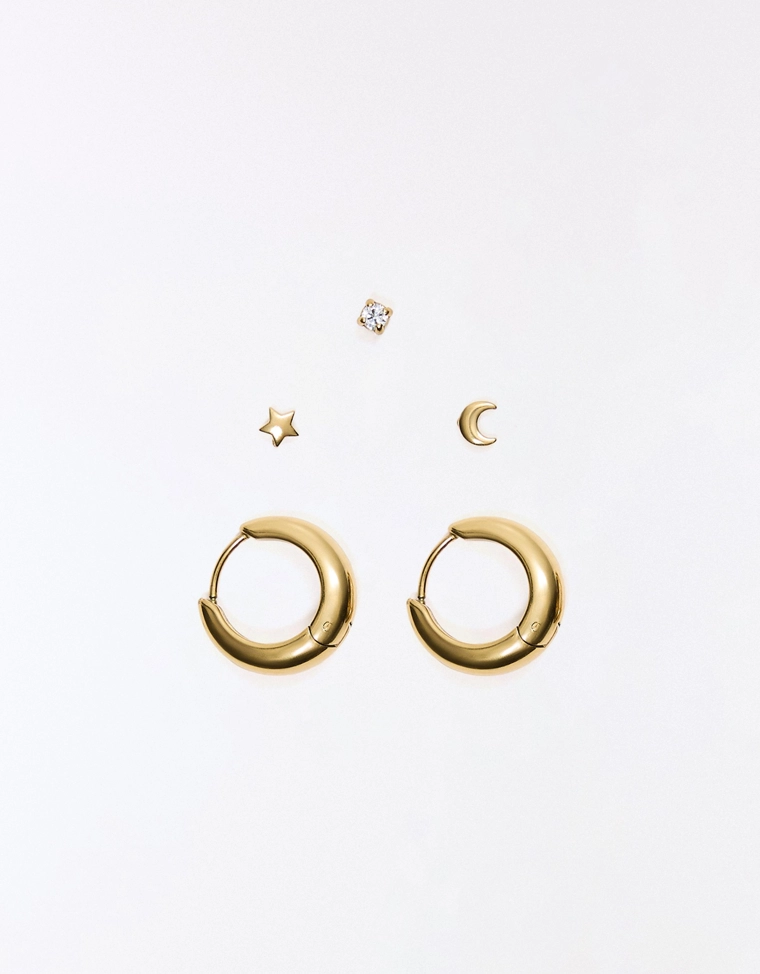 Набор асимметричных серег-колец