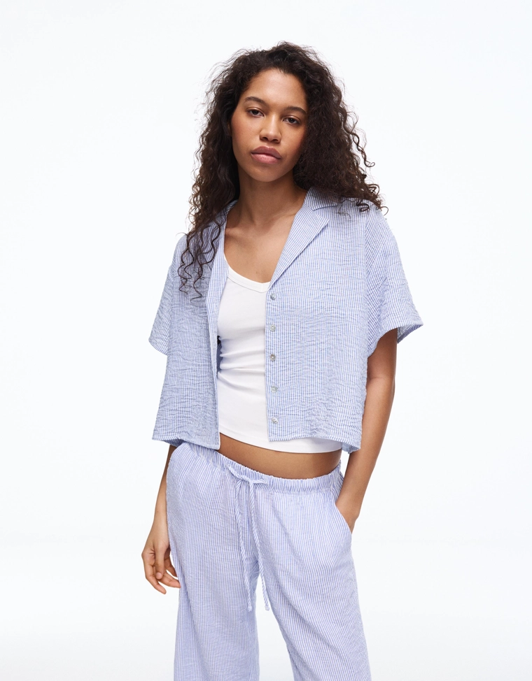 Рубашка с короткими рукавами в стиле рустик