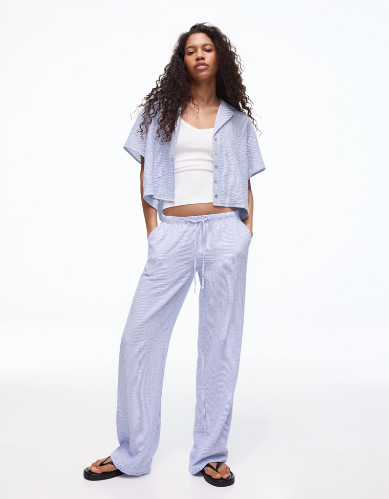 Рубашка с короткими рукавами в стиле рустик