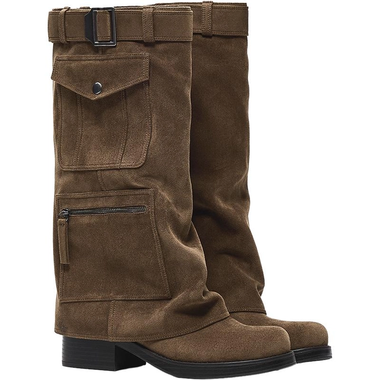 Плоские ботинки-брюки с карманами