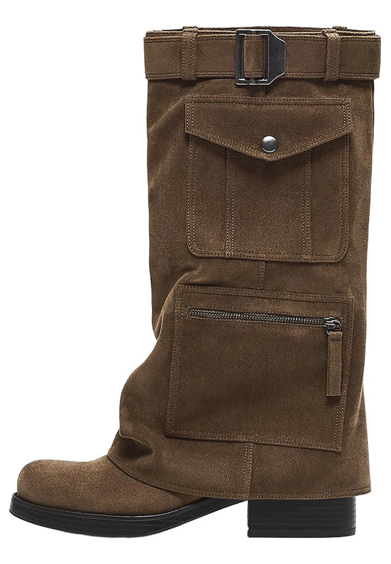 Плоские ботинки-брюки с карманами