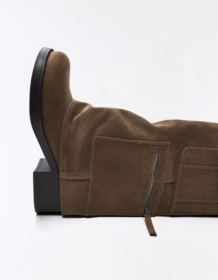 Плоские ботинки-брюки с карманами