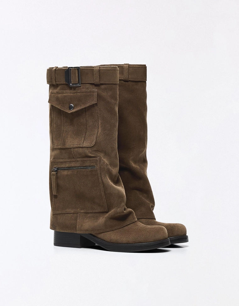 Плоские ботинки-брюки с карманами