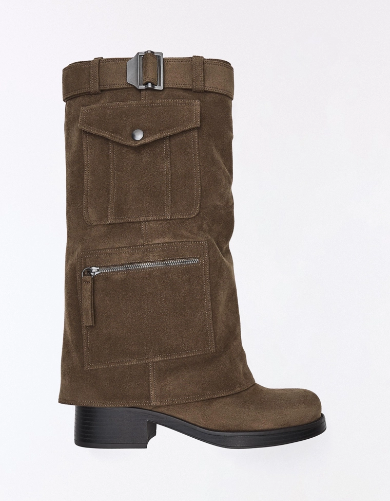 Плоские ботинки-брюки с карманами