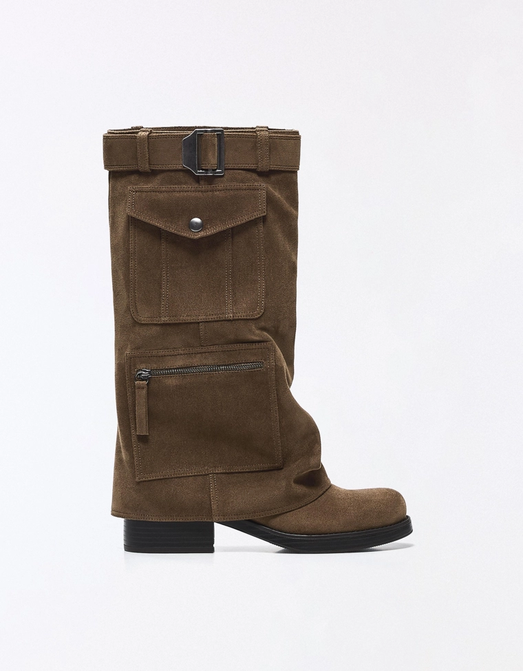 Плоские ботинки-брюки с карманами